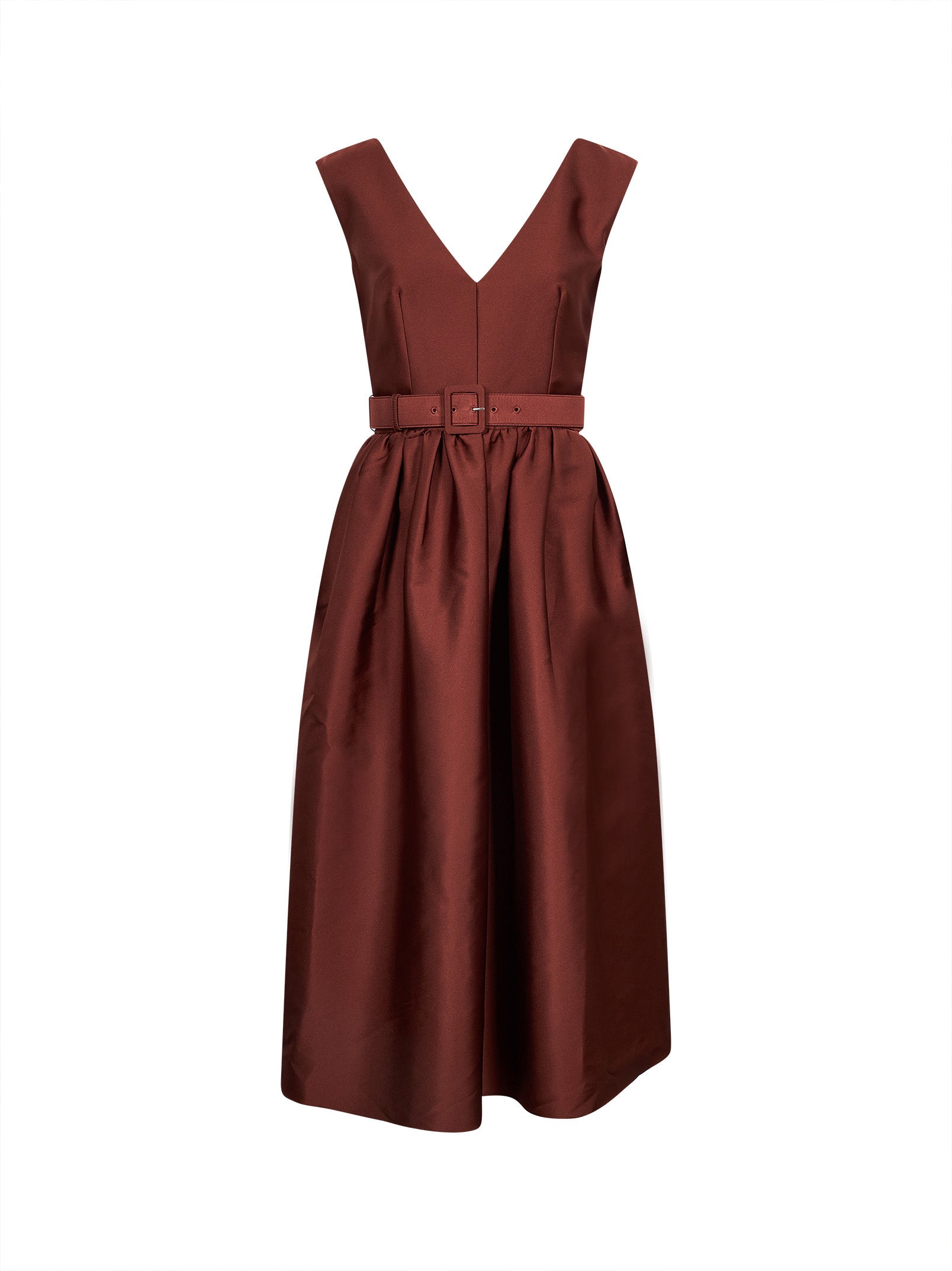 Abito midi con cintura marrone 