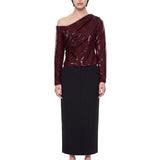 Top paillettes asimmetrico bordeaux 