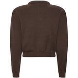 Cardigan con bottoni con logo in marrone 