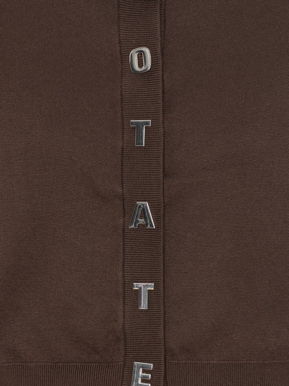 Cardigan con bottoni con logo in marrone 