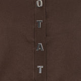 Cardigan con bottoni con logo in marrone 