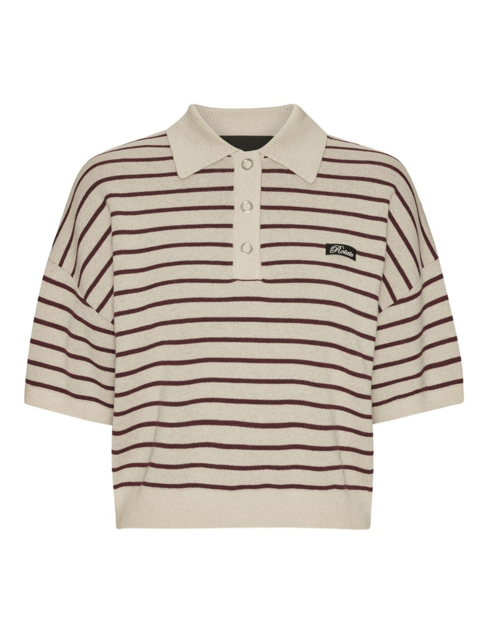 Polo con logo a righe in beige 