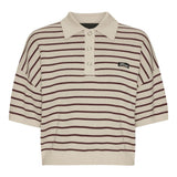 Polo con logo a righe in beige 