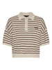 Striped logo polo shirt in beige