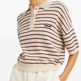 Polo con logo a righe in beige 