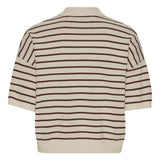 Polo con logo a righe in beige 