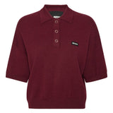 Polo con applicazione logo in bordeaux 
