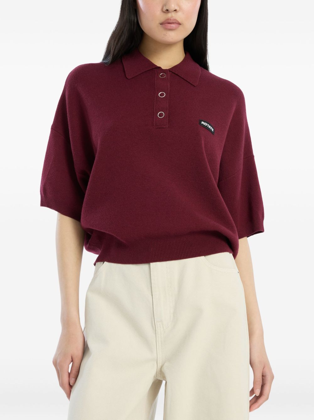 Polo con applicazione logo in bordeaux 