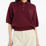 Polo con applicazione logo in bordeaux 