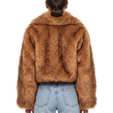 Giacca corta in eco pelliccia in marrone 