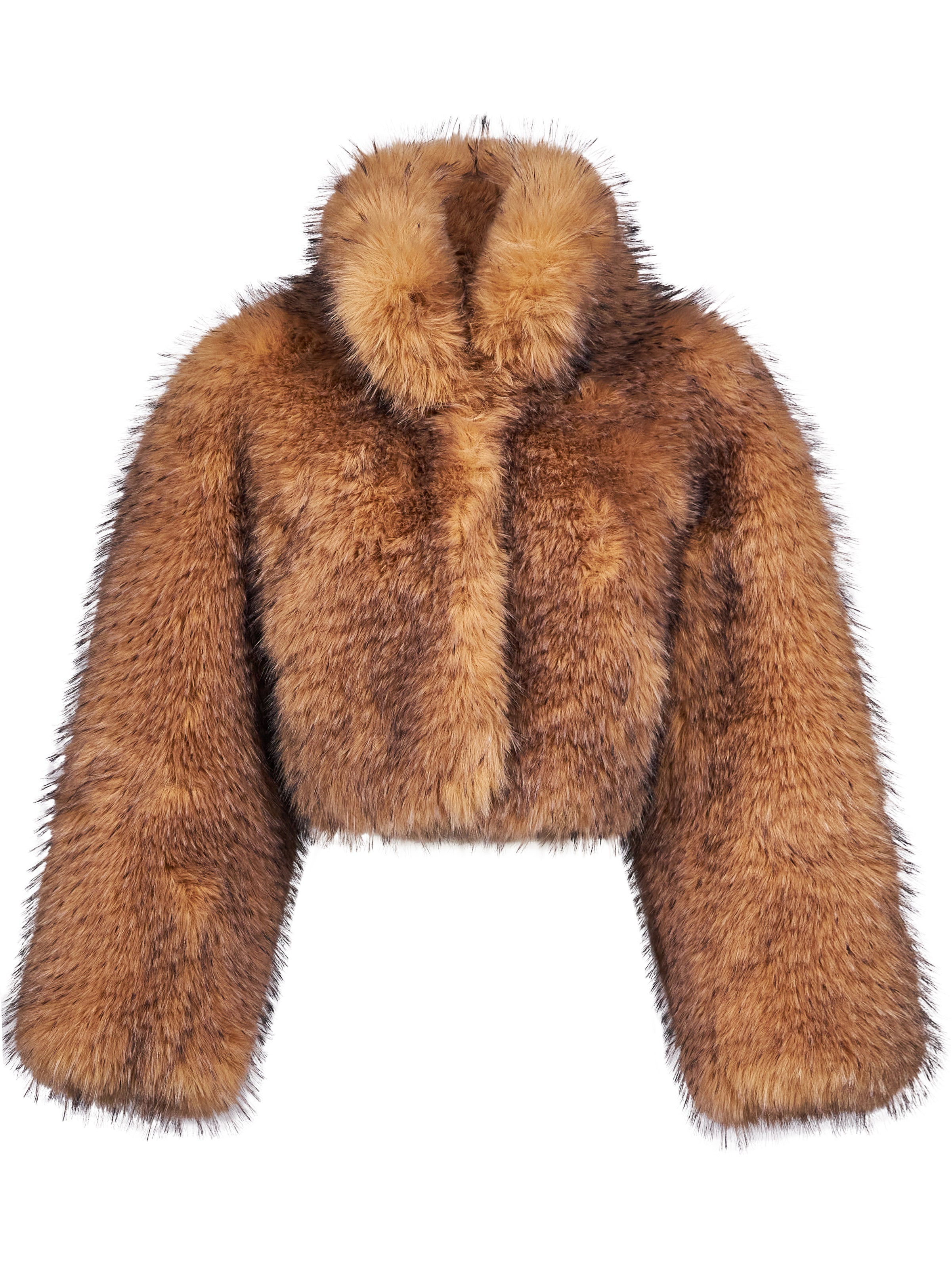 Giacca corta in eco pelliccia in marrone 