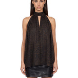 Top collo halter con fiocco multicolor 