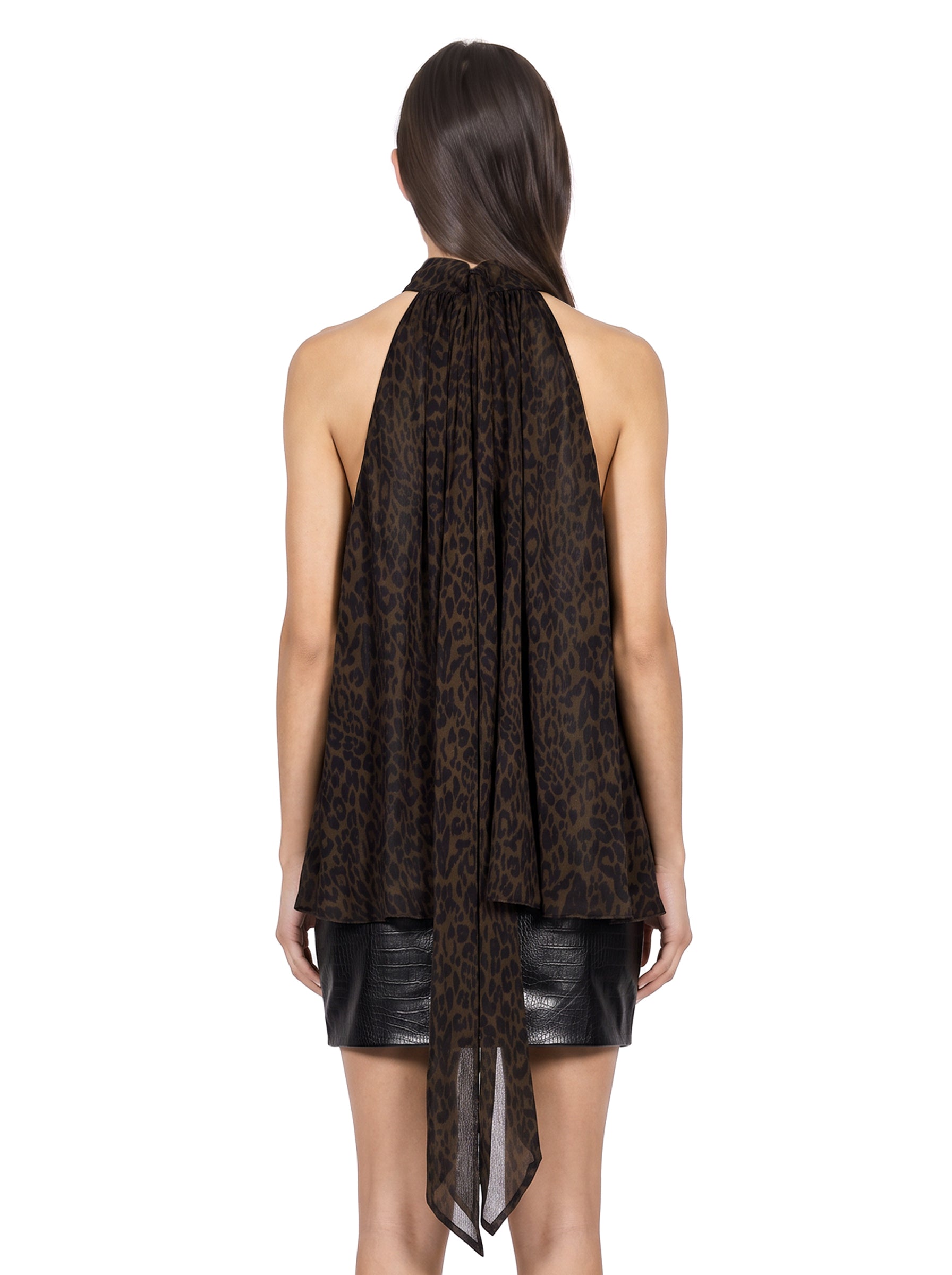 Top collo halter con fiocco multicolor 