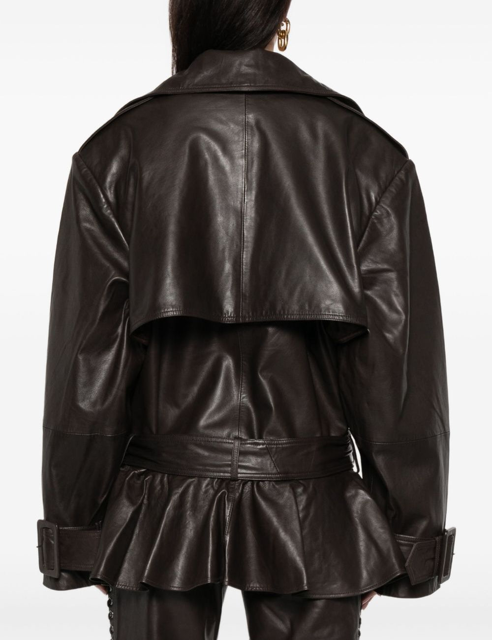 Giacca in pelle in marrone 