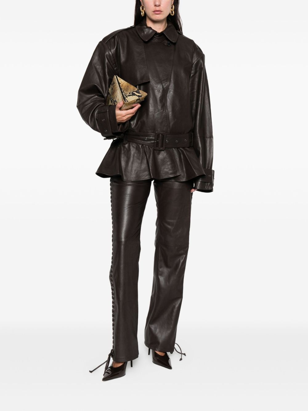 Giacca in pelle in marrone 