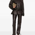 Giacca in pelle in marrone 