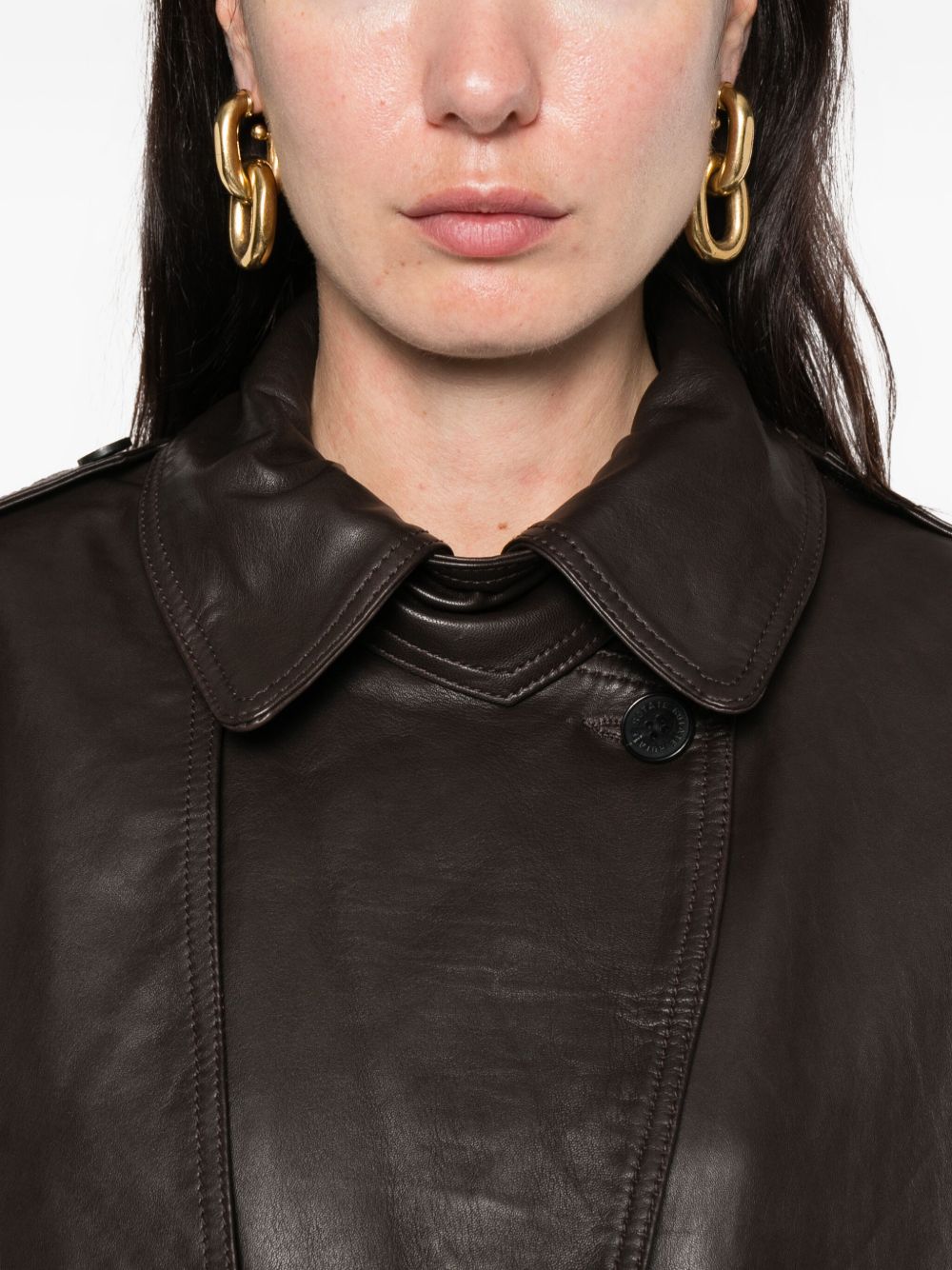 Giacca in pelle in marrone 