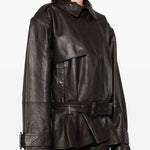 Giacca in pelle in marrone 