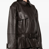 Giacca in pelle in marrone 