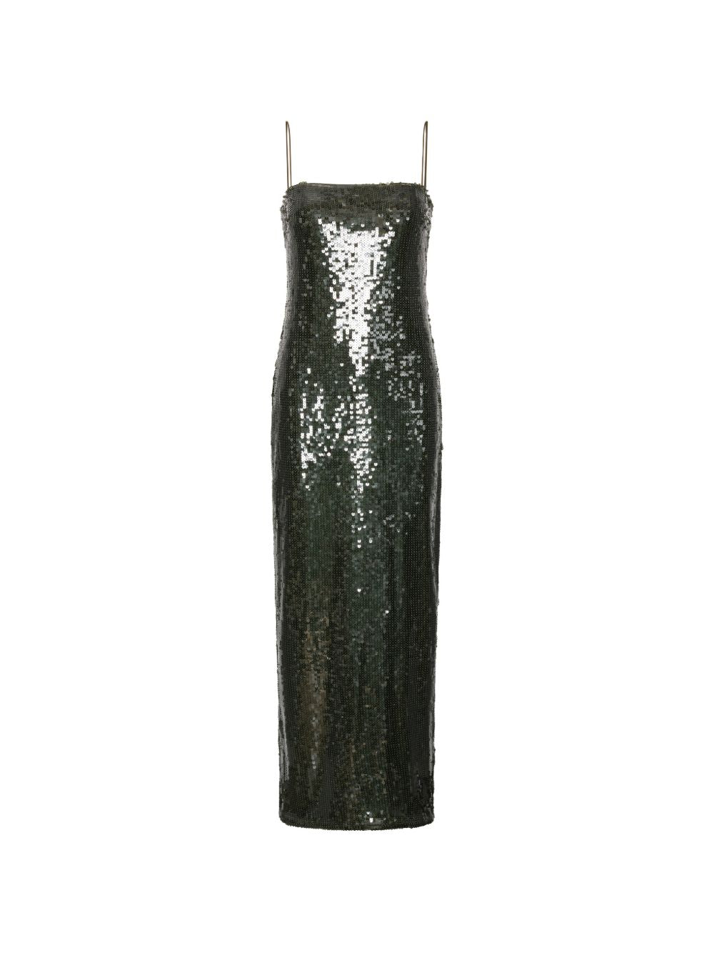 Abito lungo con paillettes in verde 