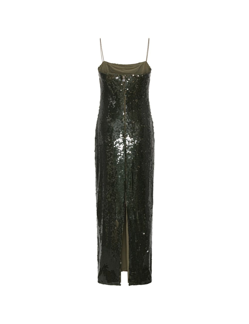 Abito lungo con paillettes in verde 