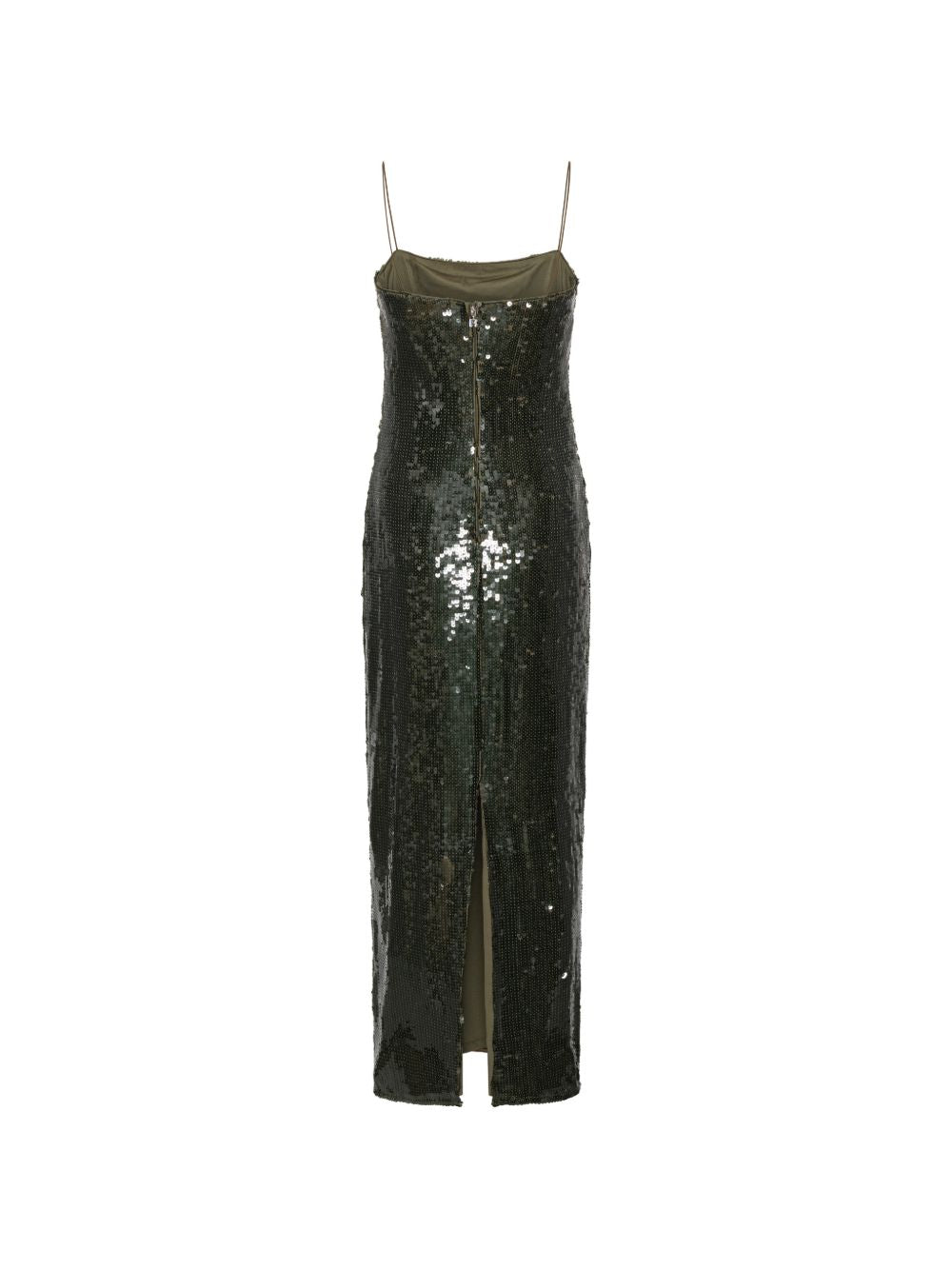 Abito lungo con paillettes in verde 