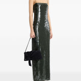 Abito lungo con paillettes in verde 