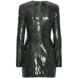 Abito corto con paillettes in verde 