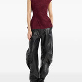 Pantaloni cargo in pelle in nero 