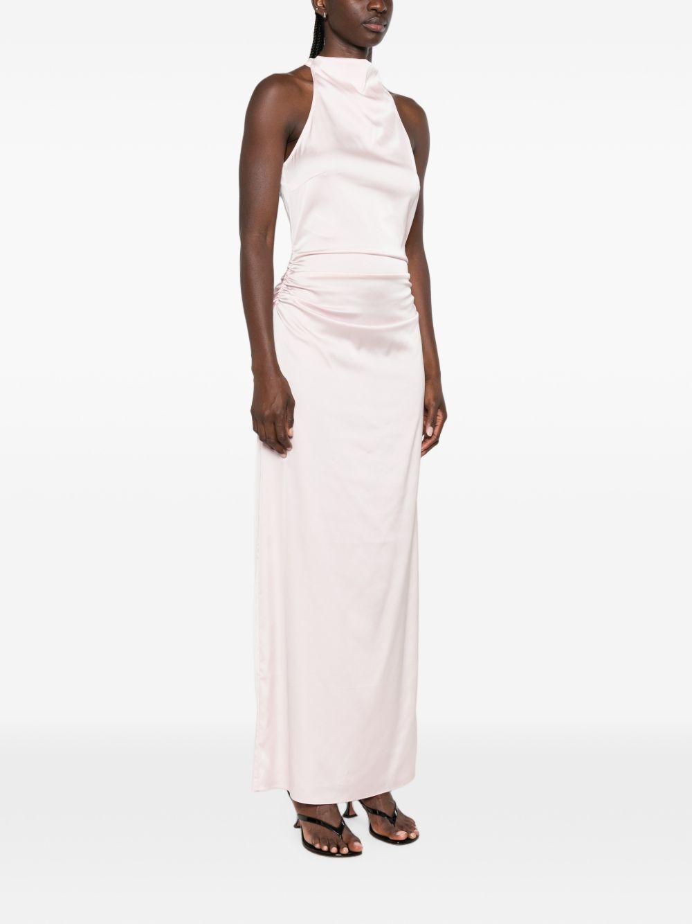 Abito maxi satinato in rosa 