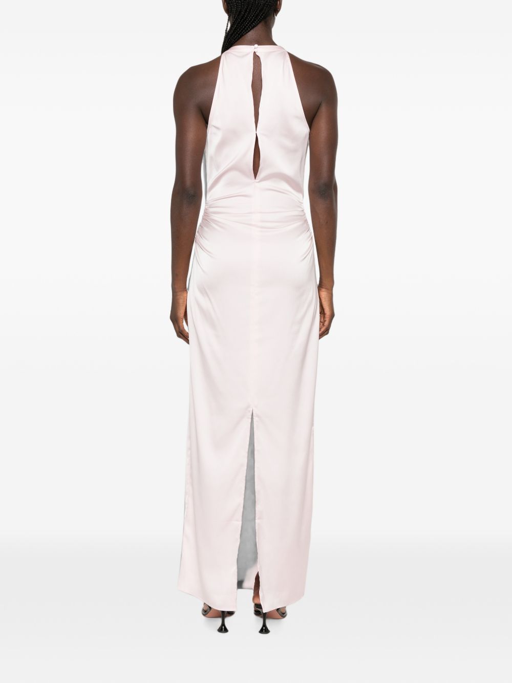 Abito maxi satinato in rosa 