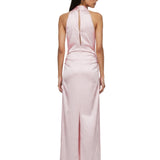 Abito maxi satinato in rosa 