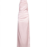 Abito maxi satinato in rosa 