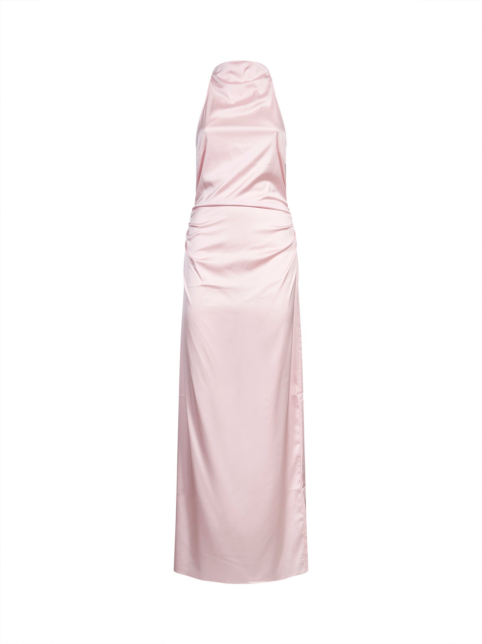 Abito maxi satinato in rosa 