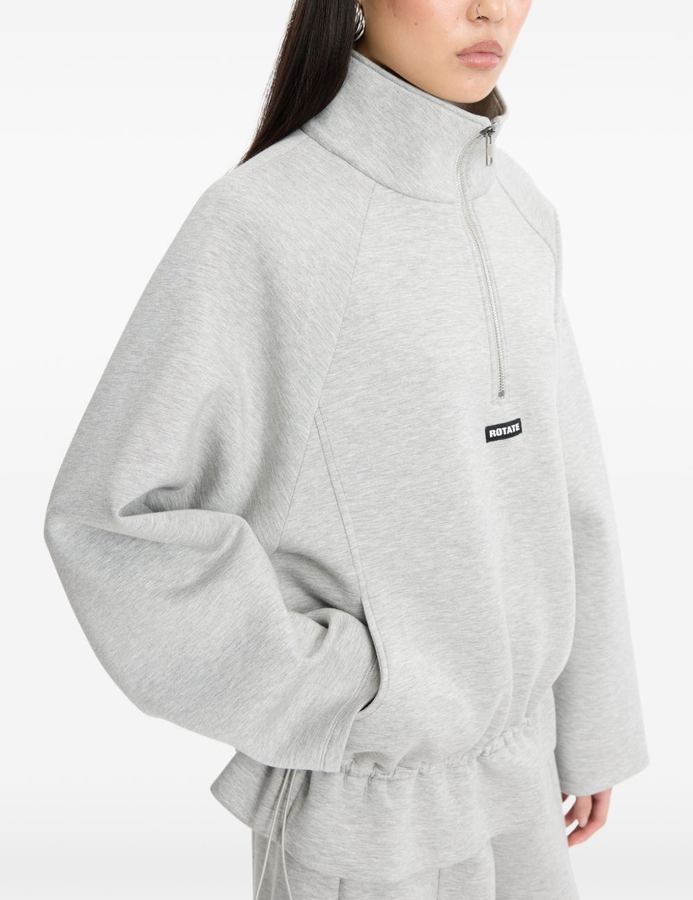 Felpa con mezza zip in grigio 