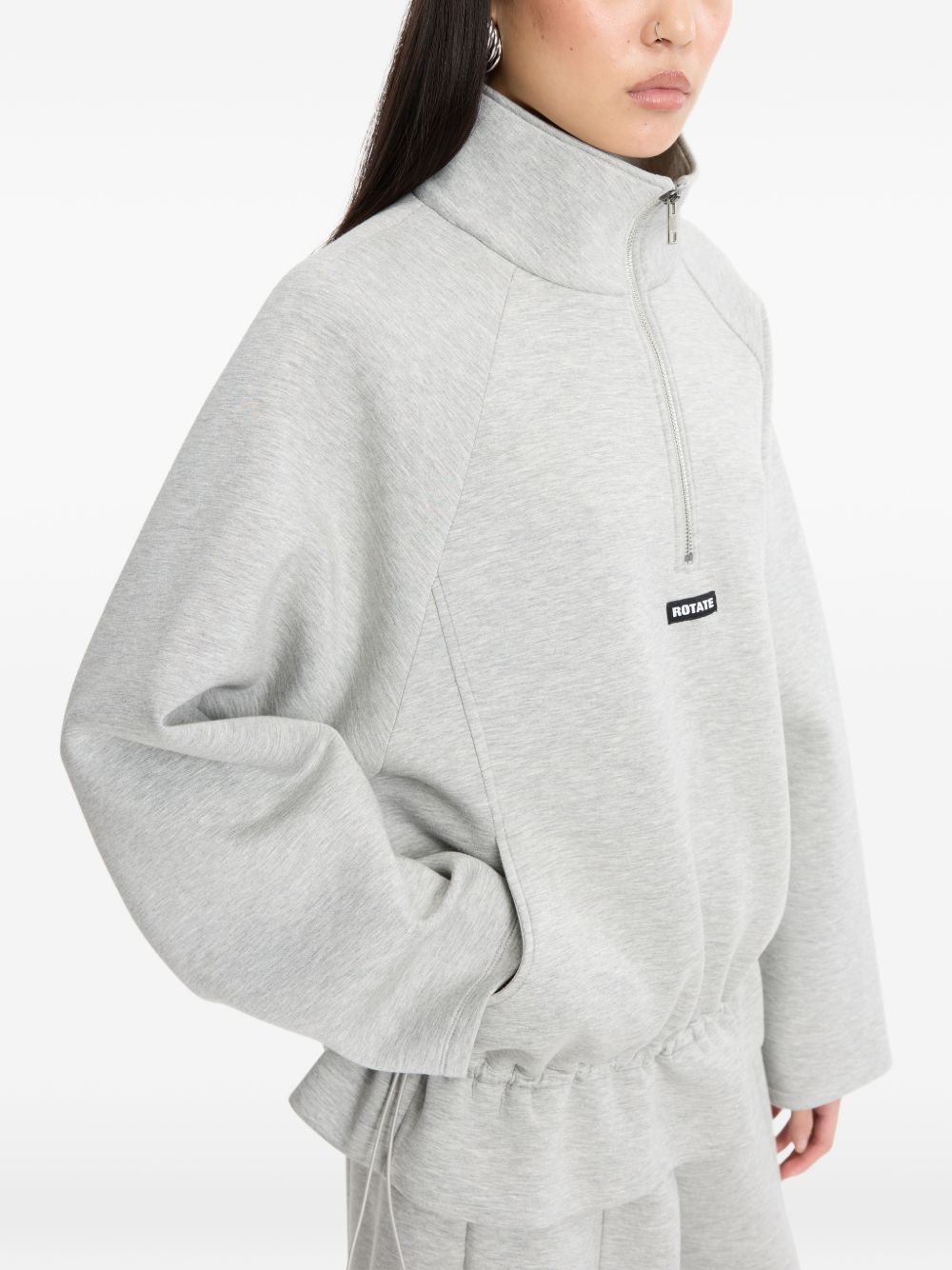 Felpa con mezza zip in grigio 