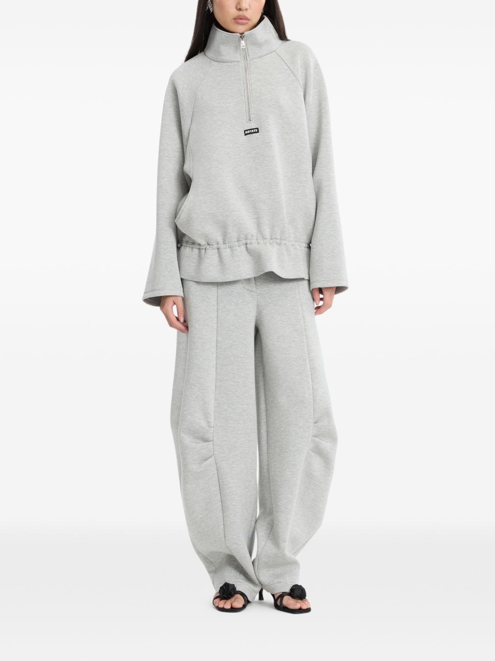 Felpa con mezza zip in grigio 