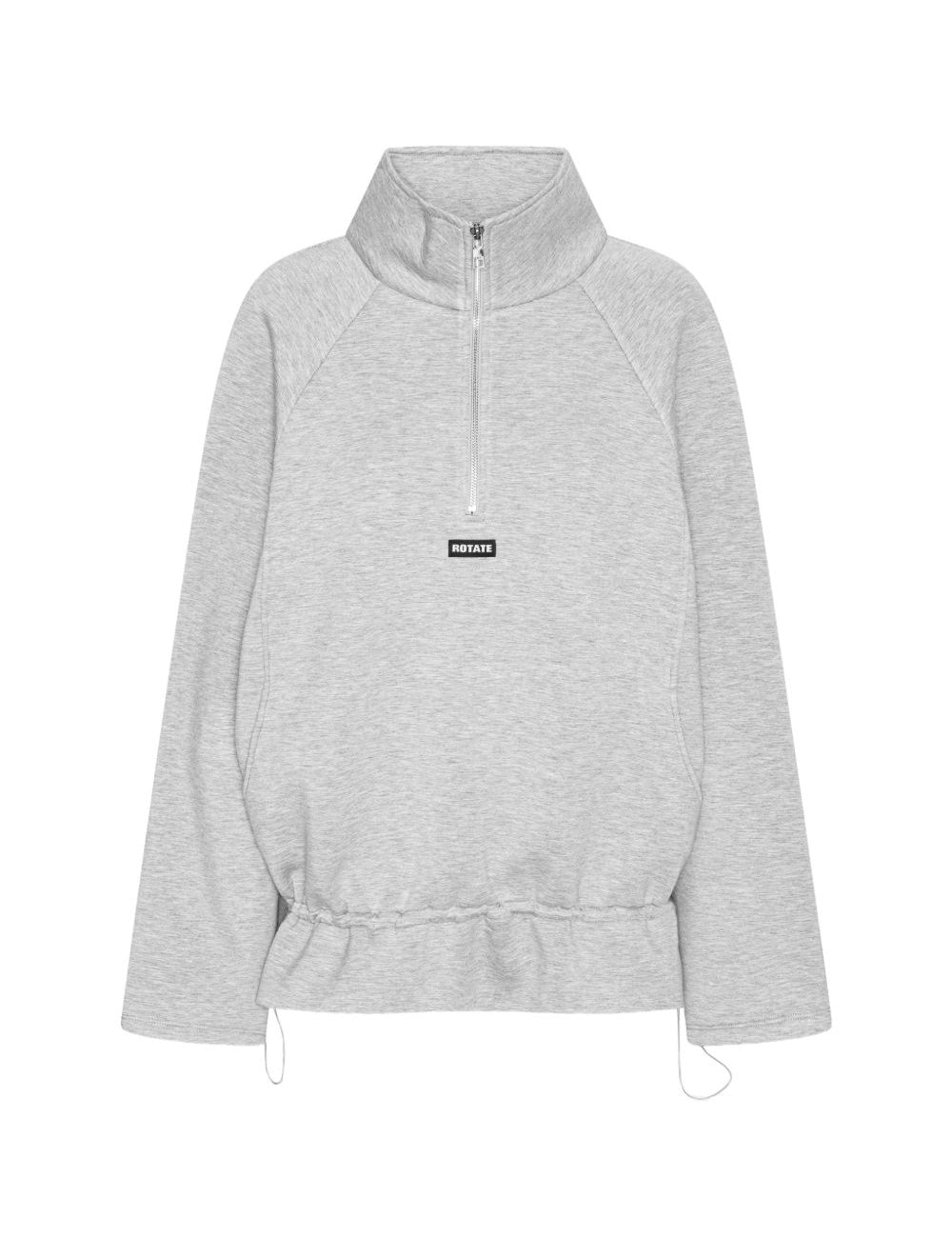 Felpa con mezza zip in grigio 