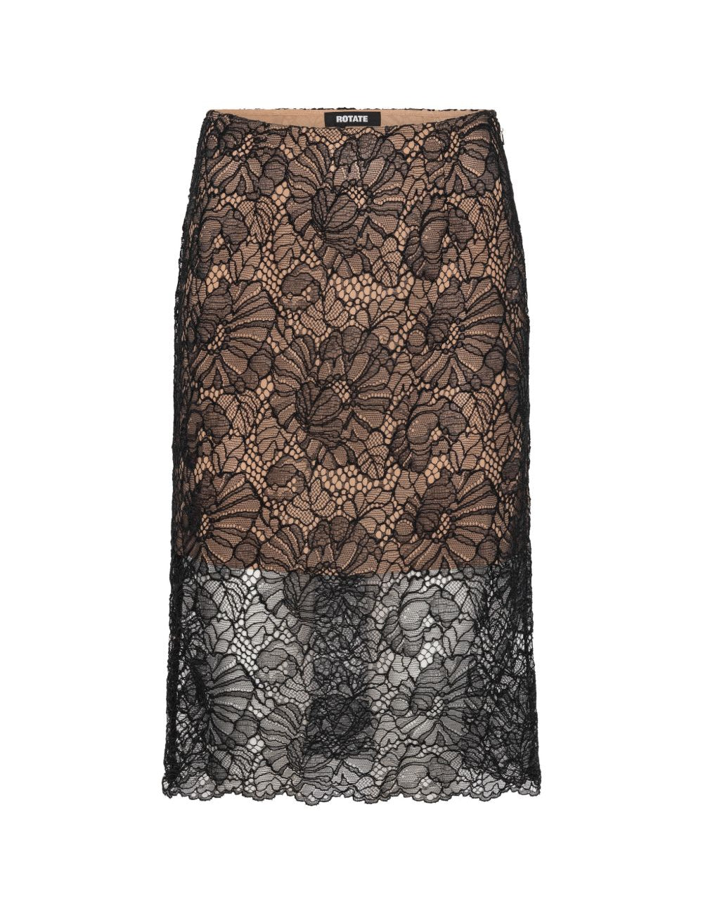Gonna midi in pizzo in nero 