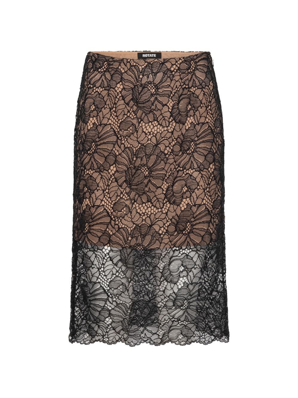 Gonna midi in pizzo in nero 
