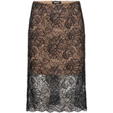 Gonna midi in pizzo in nero 
