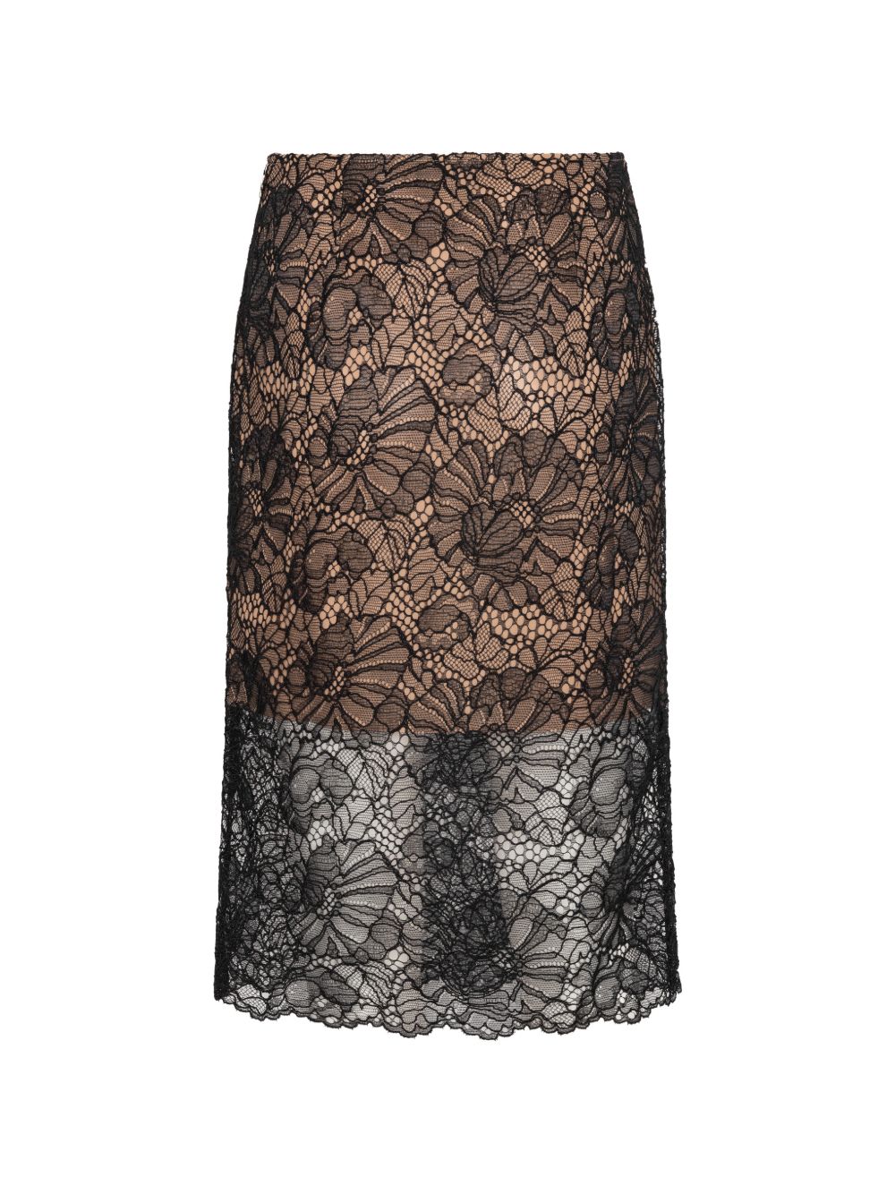 Gonna midi in pizzo in nero 