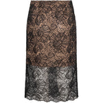 Gonna midi in pizzo in nero 
