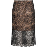 Gonna midi in pizzo in nero 