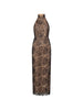 Long lace halterneck dress in black