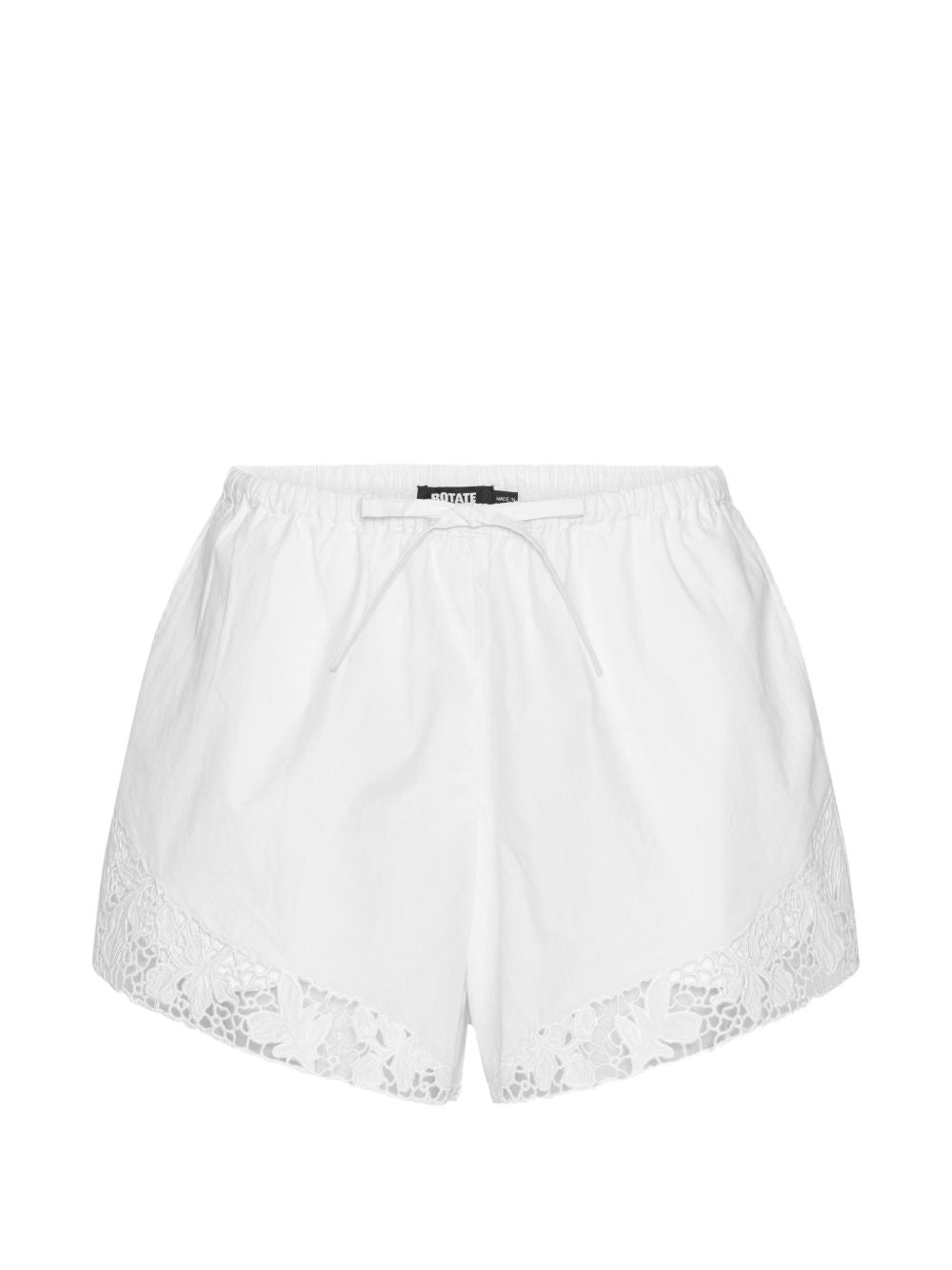 Shorts con orlo in pizzo bianco 