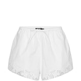 Shorts con orlo in pizzo bianco 