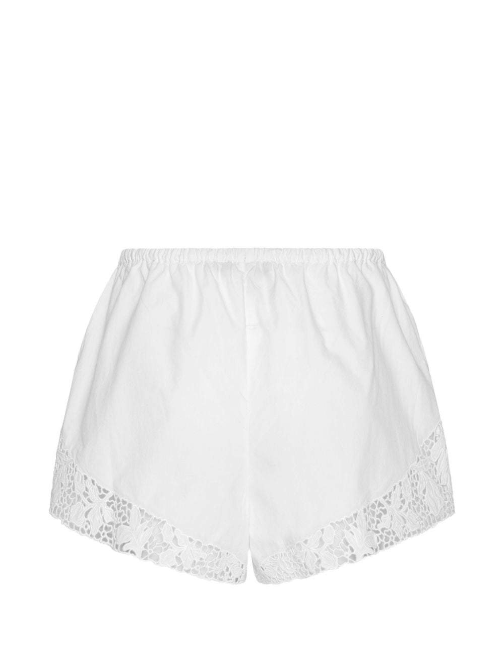 Shorts con orlo in pizzo bianco 