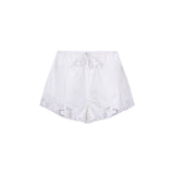 Shorts con orlo in pizzo bianco 