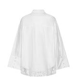 Camicia con orlo in pizzo bianco 